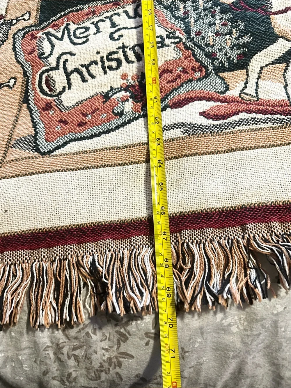 Christmas antique toys woven throw afghan tapestry